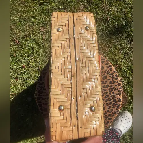 Vintage Woven Purse Bag Amber Lucite and Gold Tone Made in British Hong Kong