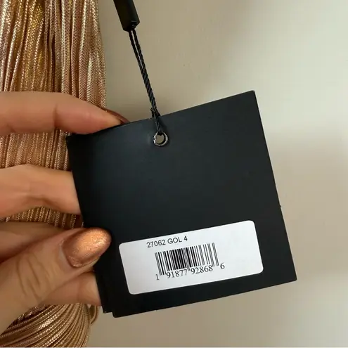 Mac Duggal 27062 Tiered Metallic Midi Dress Gold 4