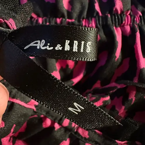 Ali & Kris Pink and Black Patterned intimate Dress Sz M. Adjustable Straps.