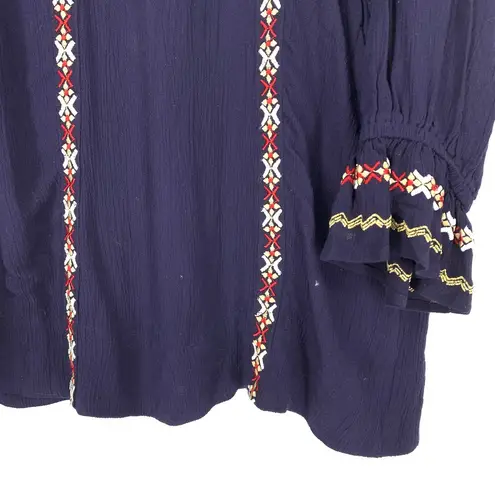 Tularosa  Dress Women's Size S Arabella Tunic Embroidered Mini Long Sleeve Navy