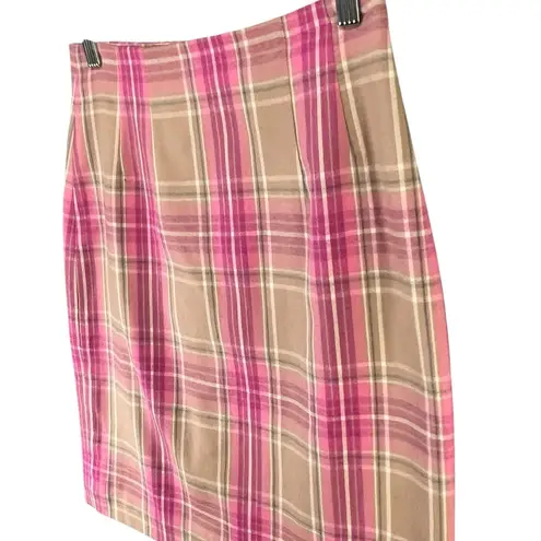 Vintage JG Hook Pencil Skirt 2 Petite Pink Plaid Wool Lined Smart Casual Preppy Size 2P