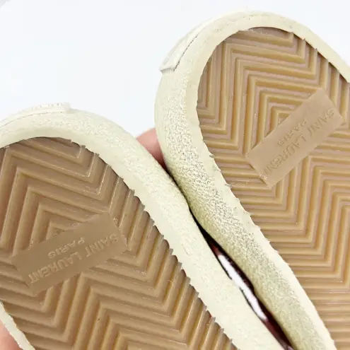 Saint Laurent Skate Red Glitter Sneakers Lace Up Low Top Size 37