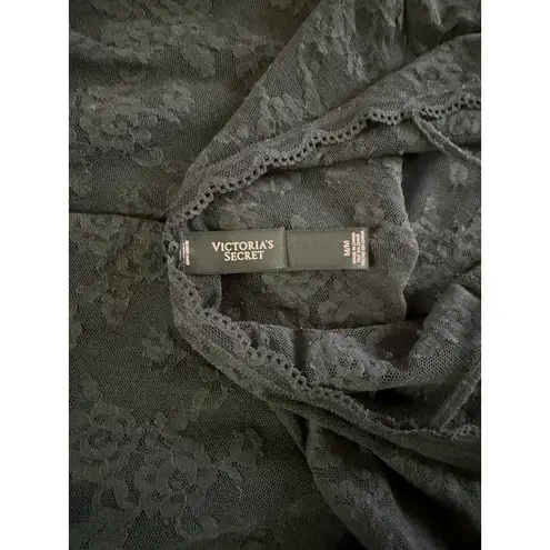 Victorias Secret Lingerie Dress Size M black lace long sleeve back neckline Size M