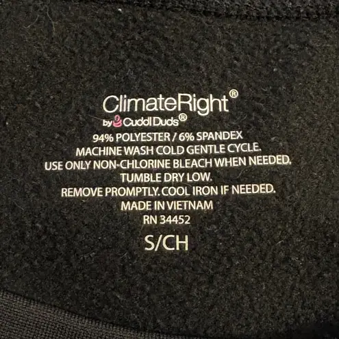 ClimateRight by Cuddl Duds Black Long Sleeve Top Thumb Hole Small Warm Winter