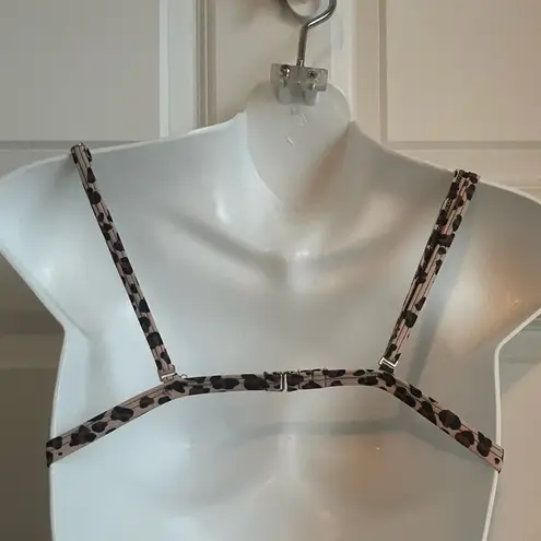 Y2K Animal Camo Print Crop Bikini Top Brown Black Small Size M