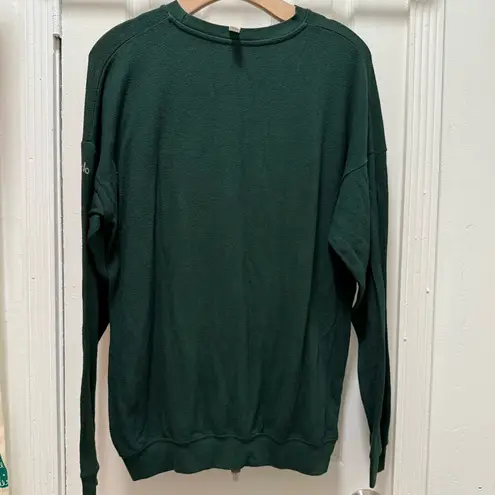 Alo Yoga  Soho Crewneck Pullover Sweatshirt Forest Green Size Small