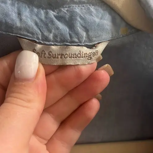 Soft Surroundings ✨ Celine Button Down Shirt Blue Blouse✨