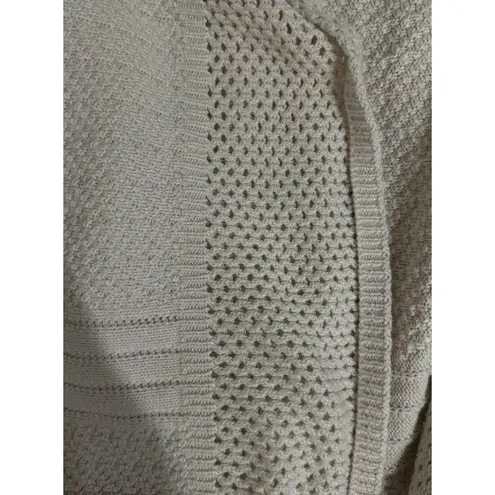 Retro Fever Tan Women’s Ruffle Cardigan Sweater M Hispper Grunge Chinky Crochet Size M