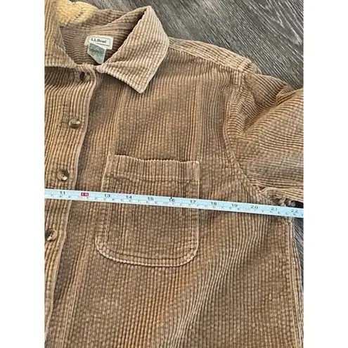 VTG LL Bean Thick Wide Wale Corduroy Chore Shirt Jacket Sz Reg M Khaki Retro 90s Tan Size M