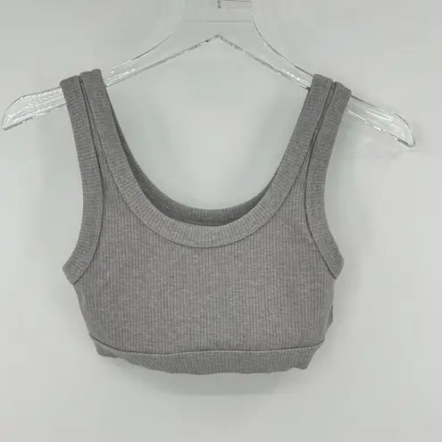 Alo Yoga  Wellness sports bra ribbed light gray athleisure training gym size XS