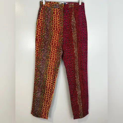 NWT Ohema Ohene Dee Print Clash High Waisted Trousers Colorful Animal Size US 4 Pink