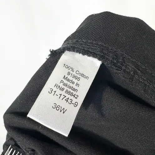 Woman Within Plus Size 36T Cropped Pants Capri Black Cotton Elastic Pull On 590