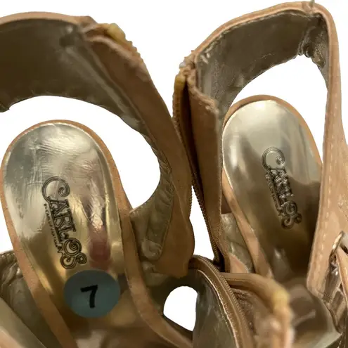 Carlos Santana Tan Jojo Block Heel Sandals sz 7