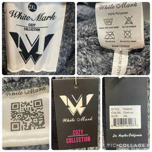 White Mark Cozy Collection Womens 2XL Jacket Gray Zip Hooded Sherpa Lounge NWT Size XXL