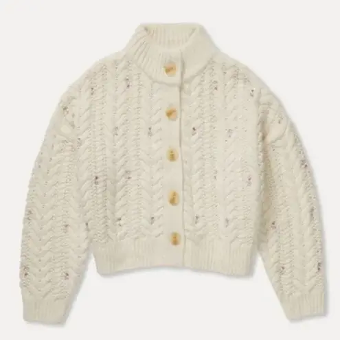 Something Navy Embellished Cableknit Cardigan Sweater Button Fairy Ivory XXL