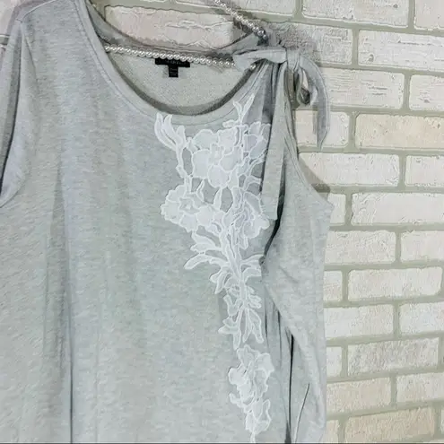 Lane Bryant  Lace Appliqué Light Gray Cold Shoulder Sweatshirt Size 22/24