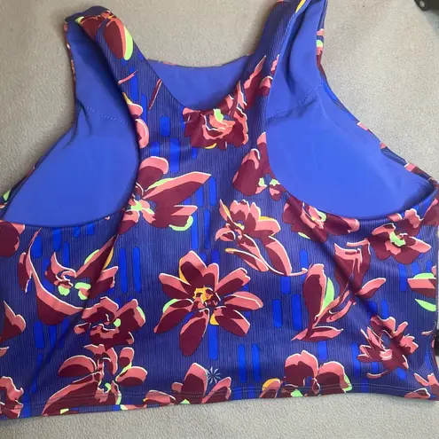 Athleta  Floral Racerback Tank Top - Blue and Red