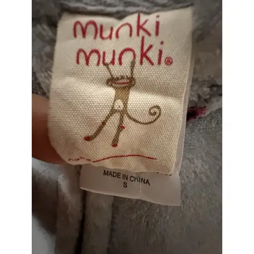 Munki Munki Women's One-Piece Hooded Fleece Pajamas Gray Pink Spark Size Small