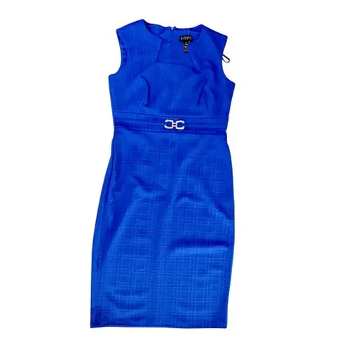Enfocus Studio Enfocus Studios Bodycon Blue Textured Belted Wedding Party Modern Dress 6 Preppy