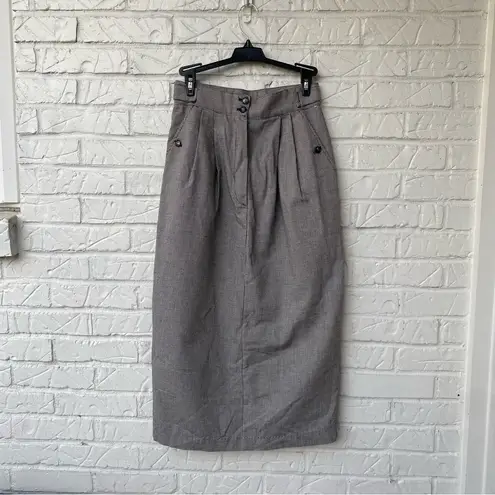 Vintage Michael Sands Houndstooth Pleated Pencil Skirt Black Midi Length Size 4