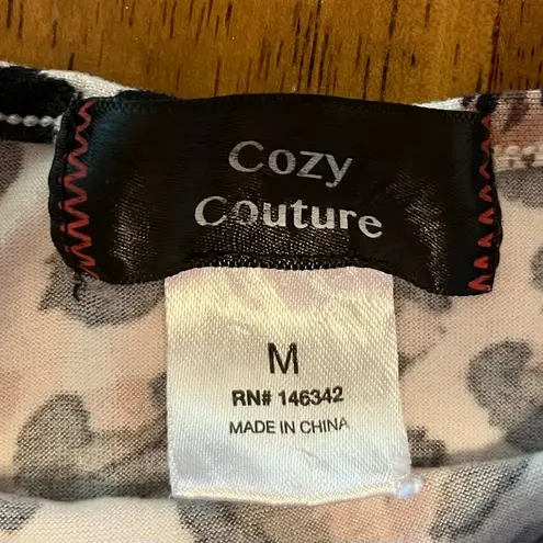 Cozy Couture Leopard Cheetah Print High Low Tank Top Shirt Women’s Medium Black