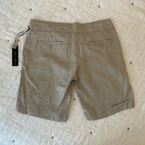 Willi Smith Linen Belted Waist Bermuda Walking Shorts Size 4 Oatmeal Beige NWT
