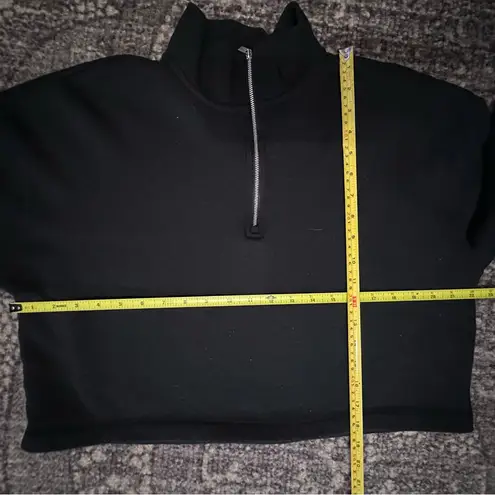 Z Supply  Women’s Size L Black Cropped Quarter Zip Feeling The Moment Sweatshirt - Image 7