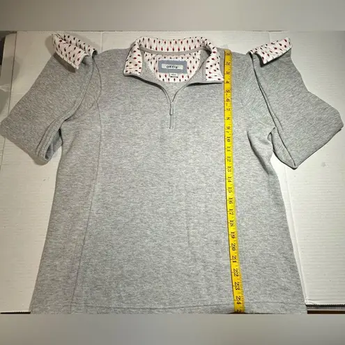 Orvis Sweatshirt Womens Large Gray Flip Cuff 1/4 Zip Pullover Preppy Lightweight