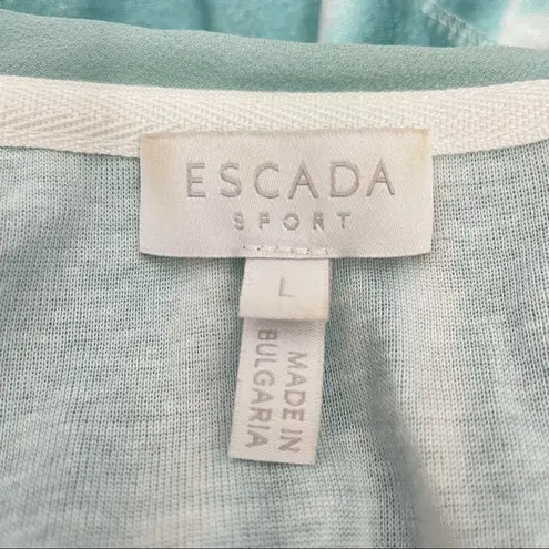 ESCADA SPORT Jacket Womens Large Athleisure Tie Dye Lightweight Silk Hooded Luxe Blue