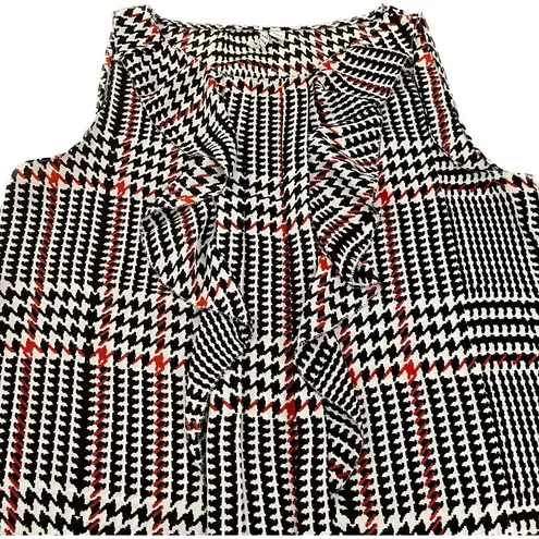 Elle | Houndstooth Ruffled Sleeveless Blouse | Small
