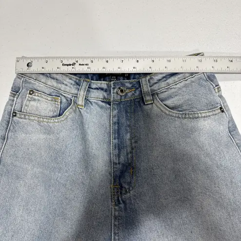 Missguided Womens Jeans Sz 2L High Rise Straight Leg Light Wash Blue Denim Pants