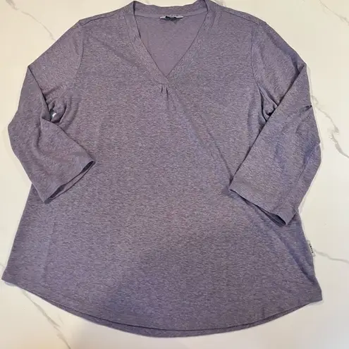 Orvis  Women's Small V-Neck Top Purple 3/4 Sleeve Shirt Linen Blend NWOT