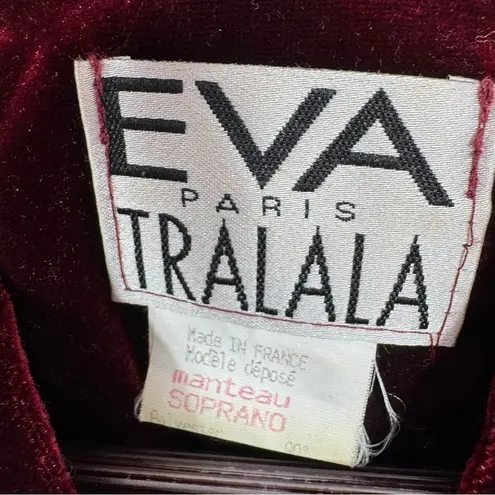 Vintage Eva Tralala Paris Stretch Velvet Button Front Duster Jacket Red Small