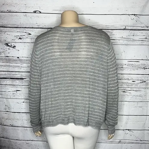 Lane Bryant  NWT Size 22/24 Gray - Silver Shimmer Stripe Crop Sweater Top