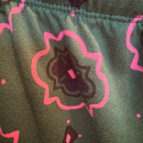 Room Service Womens Pajama Set L Green Pink Floral Loungewear Sleepwear Size L