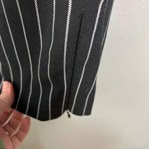 Collusion Pinstripe Wide Leg Crop Pant Cargo Pocket Black White Streetwear 10