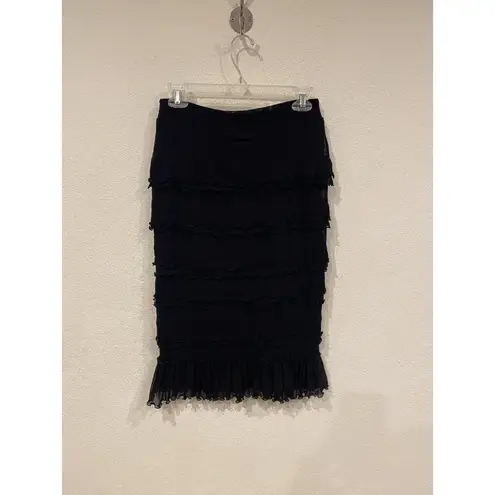 Jean Paul Gaultier Soleil Skirt Womens XL Black Ruffle Tiered Mesh Pencil Sheer