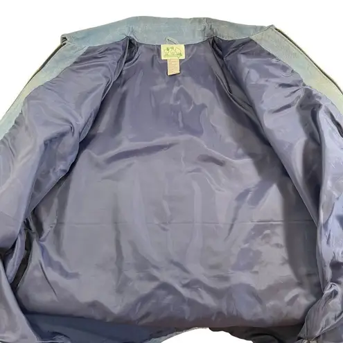 Quacker Factory blue suede Whipstitched Sunflower patchwork jacket