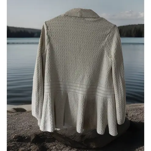 Retro Fever Tan Women’s Ruffle Cardigan Sweater M Hispper Grunge Chinky Crochet Size M