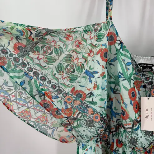 City Chic Romper Size 18 NWT Cold Shoulder Tropical Resort Summer Plus Curvy