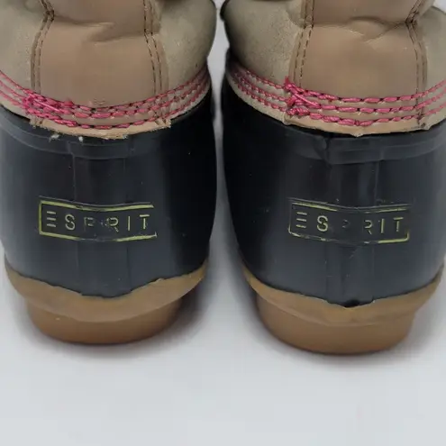 Esprit Belinda Tan Tall Lace Up Faux Fur Sock Lined Knit Cuff Duck Boots Sz 7.5M