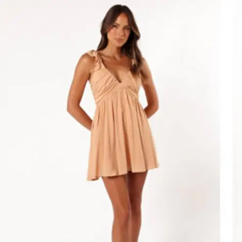 Petal and Pup light caramel color mini ruffle dress size XS NWT