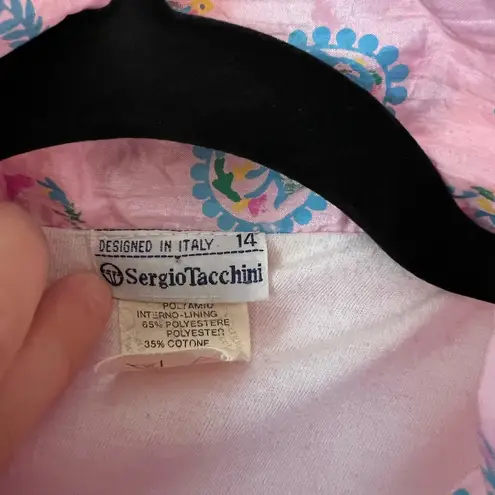 Sergio Tacchini Vintage Old School Women’s Windbreaker Paisley Jacket Size 14 Pink