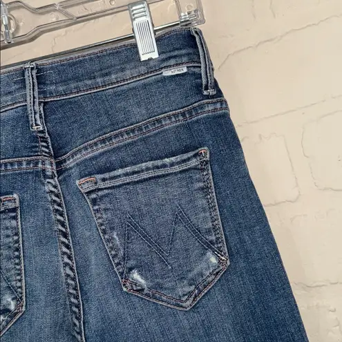 Mother jeans the insider crop step chew Distressed Blue dancing on coals 24