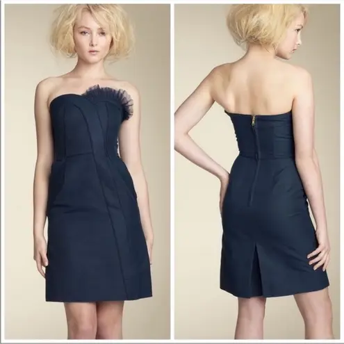 Marc by Marc Jacobs XS Navy Blue Kitty Silk Strapless Tulle Mini Dress
