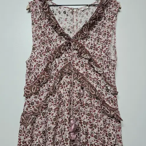 Faherty Women's Bonita Floral Printed Boho Neutral Midi Dress Sz XL