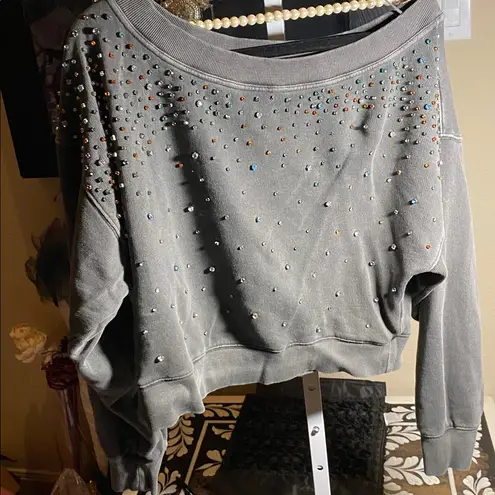 Free People  Cool Rider Embellished Pullover Sweater.