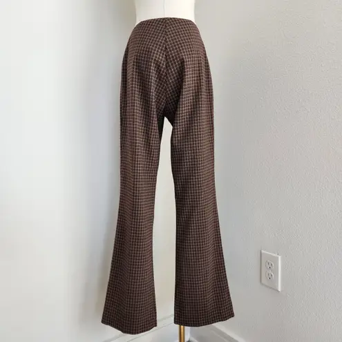 Zinc Vintage Y2K Brown Plaid Flared Trousers Mid Rise Straight Leg Pants S