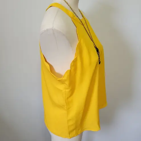 Milk and Honey mustard scalloped halter tank size large