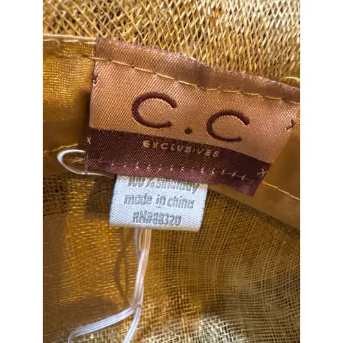 CC exclusives Big straw wide brimmed hat animal print Big bow and feather Tan